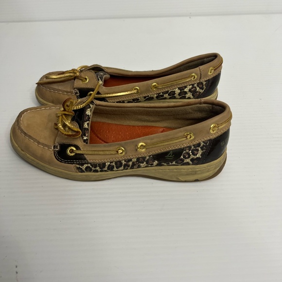 Sperry leopard print canvas shoes women’s 7M Tan - Picture 4 of 7